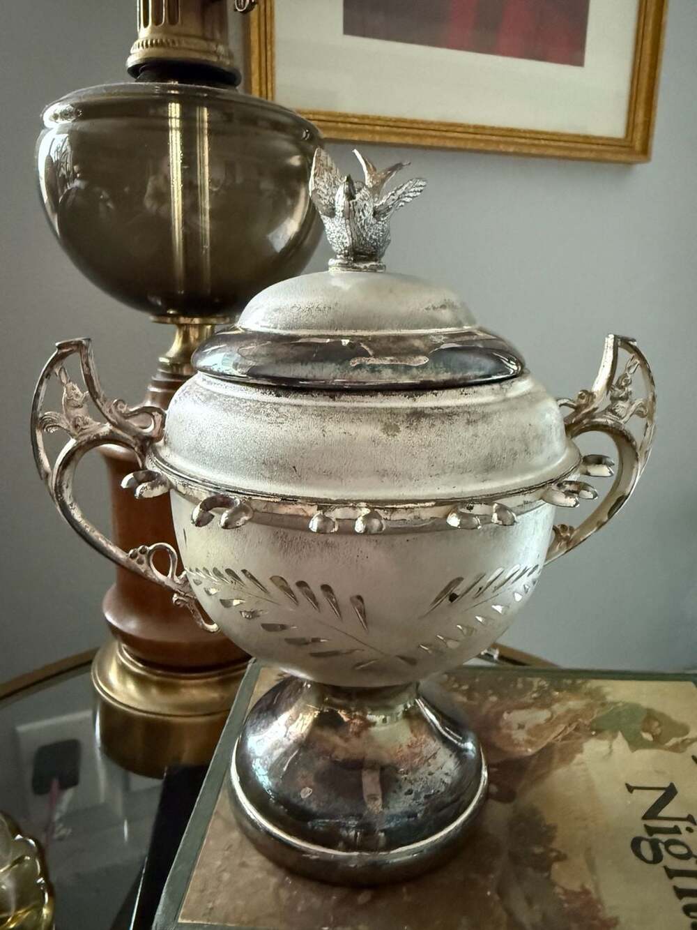 Antique Victorian Quadruple Silverplate William Rogers Spooner Sugar Bowl